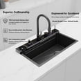 thumbnail image 3 of 29.5 x 17.7 Inch Kitchen Sink Digital Display Embossed Large Single Groove honeycomb Black Nano Raindance Waterfall Sink with Pressurized Cup Washer and Two Waterfalls, 3 of 9