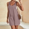 thumbnail image 4 of SUYOLL Women Romper Tie Shoulder Solid Color Overall Shorts Scoop Neck with Pockets Soft Breathable Casual Athleisure, 4 of 6