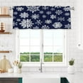 thumbnail image 2 of Navy Blue Snowflakes Kitchen Valances for Windows 54x18 Winter Snow Kitchen Curtains Christmas Farmhouse Window Treatment Rod Pocket Valances for Bedroom Living Room Decor, 2 of 5