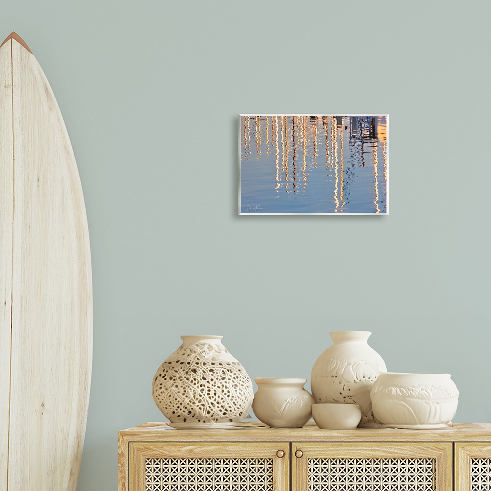 Stupell Industries Beach Post Reflections Coastal Photography Unframed Art Print Wall Art, 15 x 10