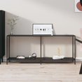 thumbnail image 1 of vidaXL Table Console Noire 180x35x75,5 cm Verre Trempé, 1 of 5