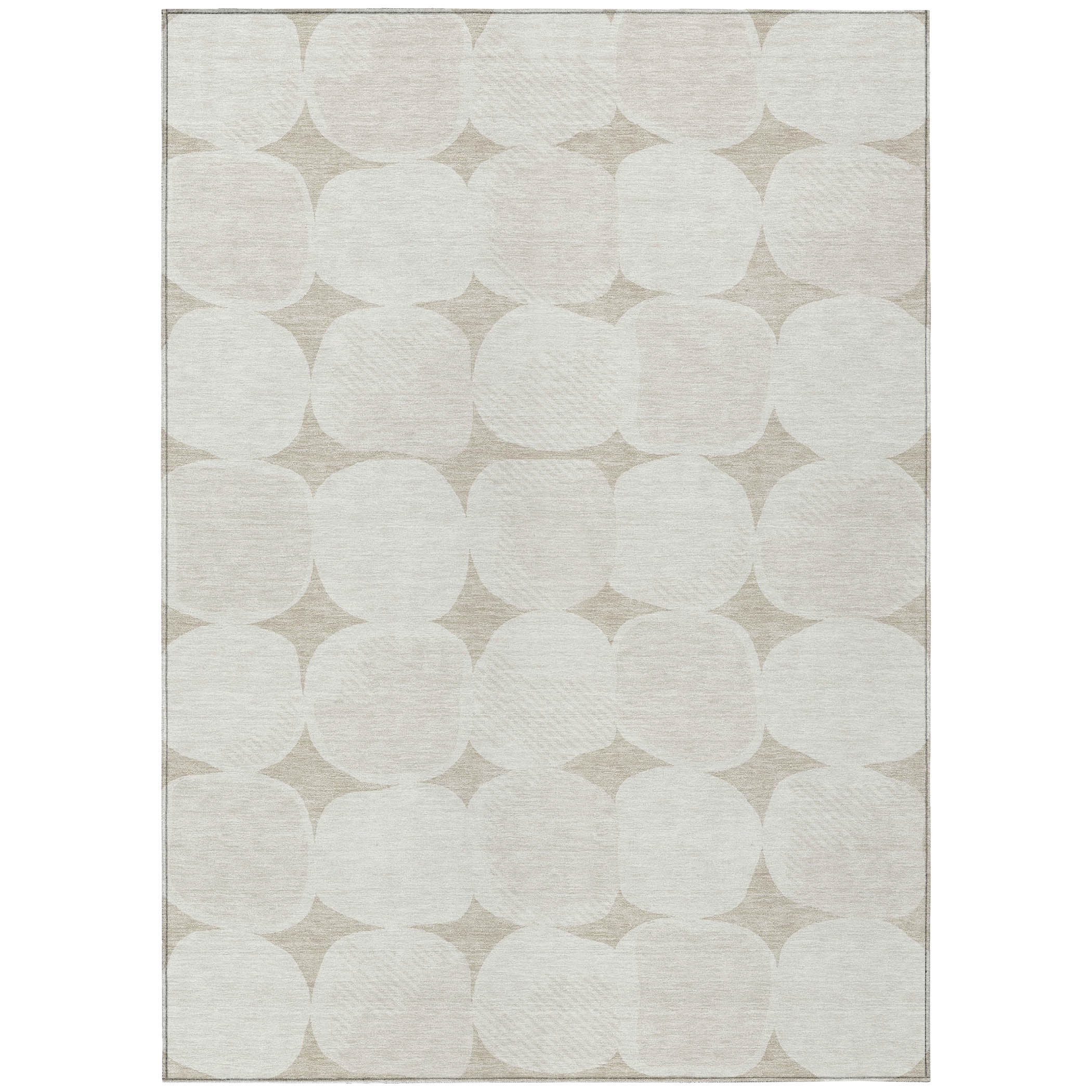 Addison Rugs Chantille Indoor/Outdoor Transitional Circles Beige Washable Rectangle Rug, 9' x 12'