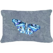 Carolines Treasures 8856PW1216 Butterfly On Gray Indoor & Outdoor Fabric Decorative Pillow