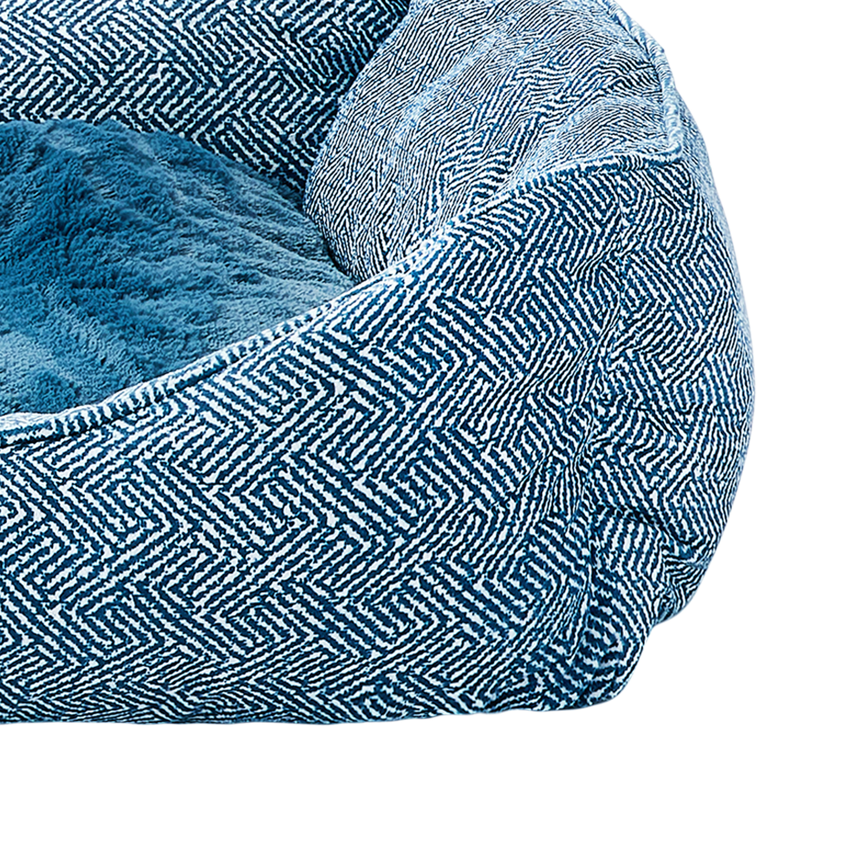 Vibrant Life Large Flannel Waffle Texture Bolster Cat or Dog Bed, Blue, 27" x 36"
