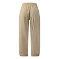 thumbnail image 2 of QLEICOM Womens Slacks Women's Wrinkle Free Relaxed Fit Straight Leg Pants Loose Solid Pockets Elastic Waist Comfortable Harem Ankle-Length Pants Wide Leg Pants Relaxed Fit Trousers Khaki L, 2 of 6