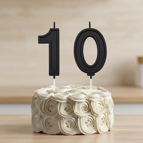 Black Number Candles for Cake, Cake Topper Number Candles for Wedding Anniversary Decorations, Birthday Party Decorations