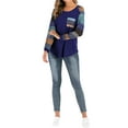 thumbnail image 2 of Women Round Neck Long Sleeves Color Block Tunic Shirt, 2 of 8