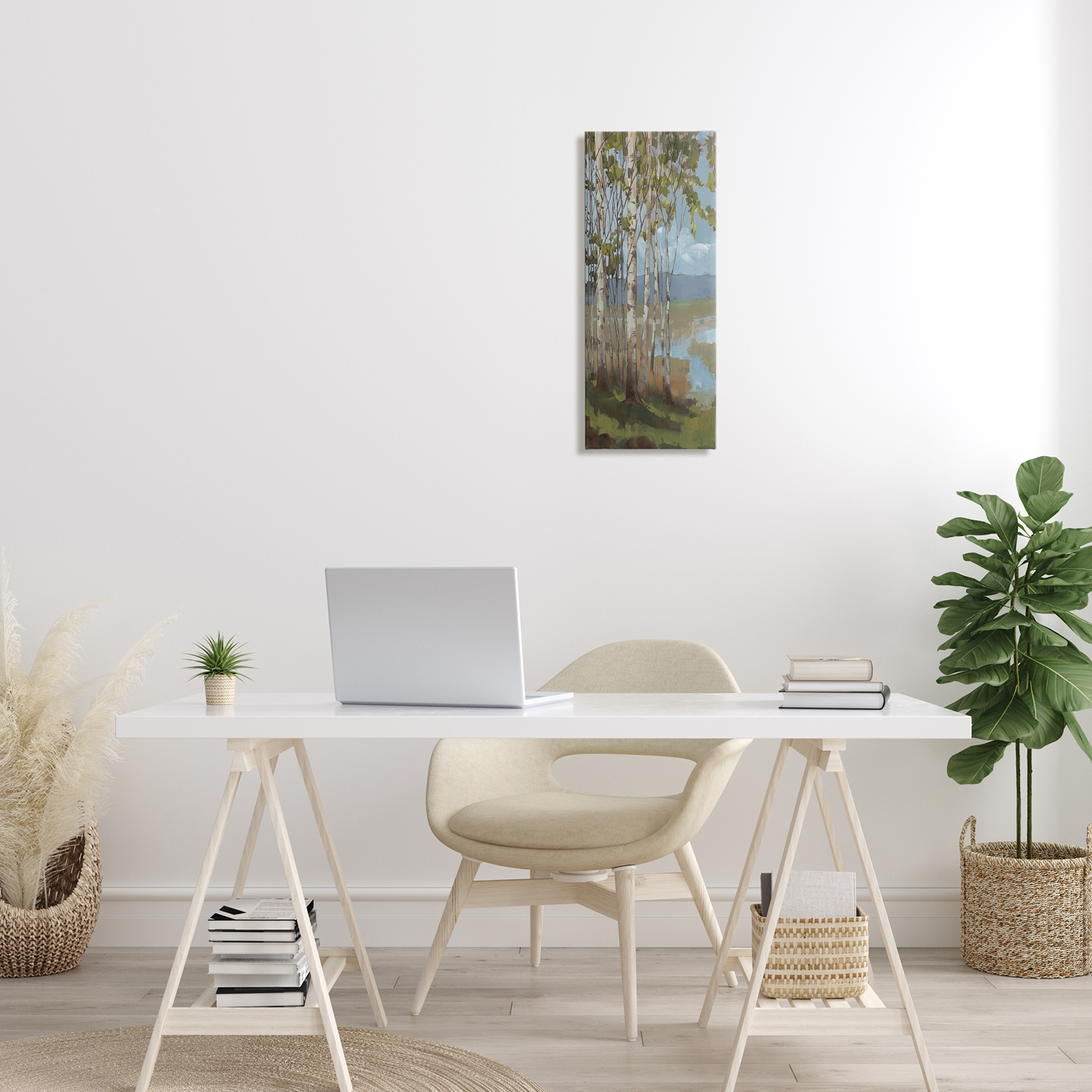 Stupell Industries Rustic Birch Grove Landscape Painting Gallery Wrapped Canvas Art Print Wall Art, 10 x 24