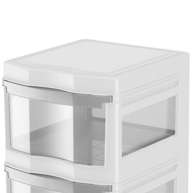 Life Story Classic 3 Shelf Storage Organizer Plastic Drawers, White (2  Pack) 