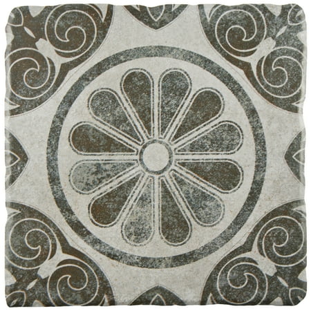 SomerTile Costa Cendra Decor Daisy Encaustic 7-3/4 In. X 7-3/4 In. Ceramic Floor And Wall Tile (11.11 Sq. Ft. / Case)