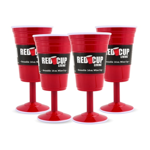 Copas de vino reutilizables Red Cup Living, 414 ml, paquete de 4