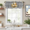 thumbnail image 2 of Home Sweet Gnome Valance Curtain for Windows Sunflower Eucalyptus Leaves Black Plaid Rod Pocket Curtain Valances Short Window Treatments Panels for Kitchen Bathroom Laundry Room Basement 56 x 16 Inch, 2 of 9