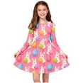 thumbnail image 2 of Robe à Manches Longues pour Filles, Robe Patineuse Tournoyante pour Enfants, Robe Décontractée Ligne A à Col Rond Extensible, Robe de Récital Scolaire pour Filles de 4 à 14 Ans, 2 of 7