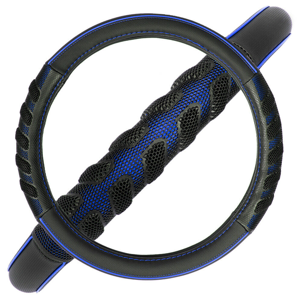 Flying Banner Faux Leather Steering Wheel Cover, Blue Black photo 2