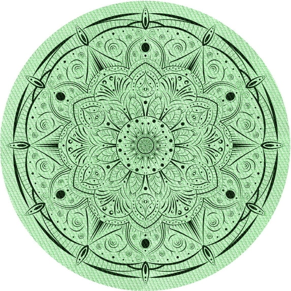 Ahgly Company Indoor Round Patterned Mint Green Area Rugs, 6' Round
