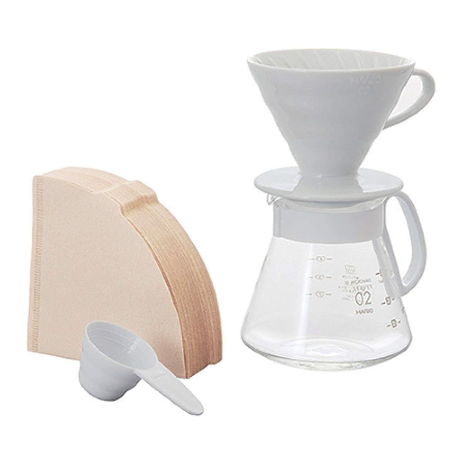 White Size 02 Hario Model V60 Ceramic Coffee Dripper 