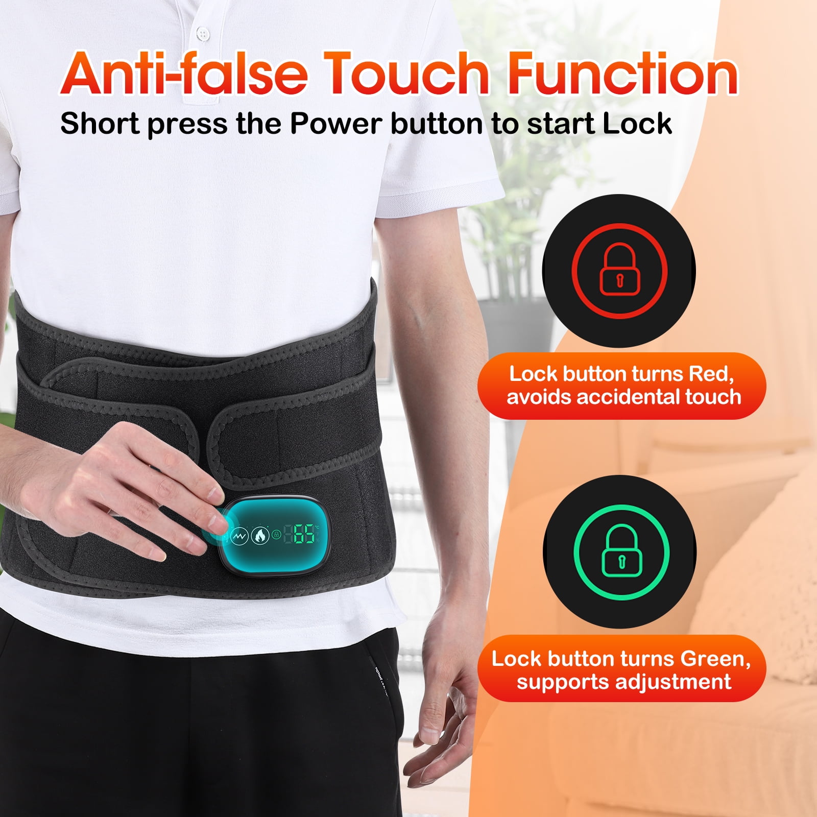 Cordless Heating Pad for Back, Heating Pad for Back Muscle Relief with 3 Heating & Vibration Modes, 5000mAh Heated Back Brace for Cramps, Neck and Shoulders(46")