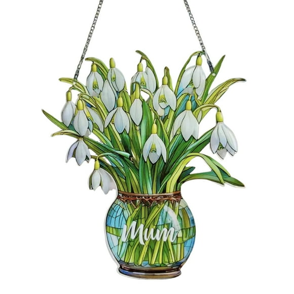Boreal Craft Everlasting Daffodils In Vase Stained Glass Suncatcher – Birth Flowers Window Hanging For Mum Grandma Garden Lovers Leaf Pack Christmas Centerpieces Decorations Easter Bowl Fillers Rose
