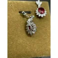 thumbnail image 4 of 2Ct Oval Cut Simulated Red Ruby Women's Halo Drop/Dangle Earrings 14k White Gold Plated, 4 of 5