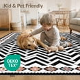thumbnail image 4 of ODIKA 9'x12' Washable Area Rug Boho Border Farmhouse Minimalist Striped Diagonal Herringbone Flowing Dynamic for Dining Room, Basement, Large Office, Non-Slip Chair-Friendly, 4 of 7