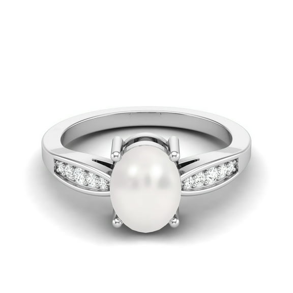 8X6MM Oval Natural Pearl Gemstone 925 Sterling Silver Solitaire Side Stone Dainty Anniversary Women Valentines Day Gifts Ring