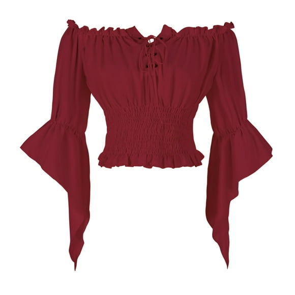 Blusa Mingyuezai Renaissance Peasant 3XL de poliéster para mujer