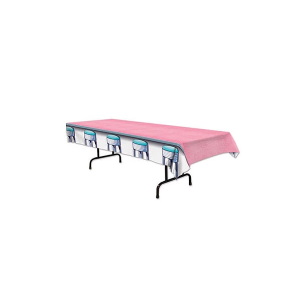Party Central Pack of 12 Pink and Blue Soda Shop Stool Table Covers 108"