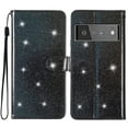 thumbnail image 6 of For Google Pixel 6 Wallet Case Bling Shiny Premium PU Leather with RFID Blocking Card Slots Holder Magnetic Flip Kickstand Shockproof Wrist Strap Cover For Google Pixel 6, Black, 6 of 7