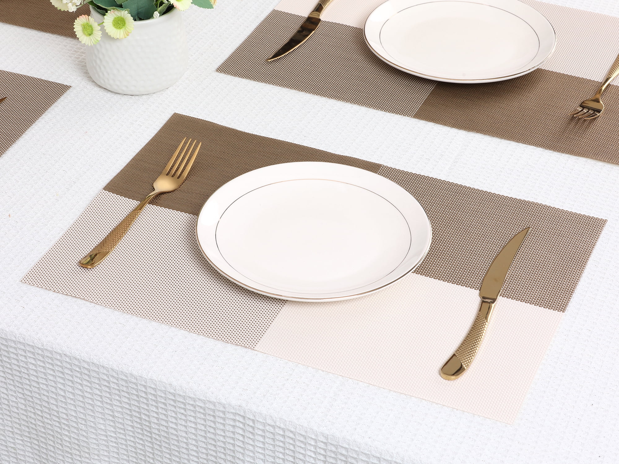Unique Bargains Placemats for Kitchen Table Heat Resistant Table Placemats Light Coffee