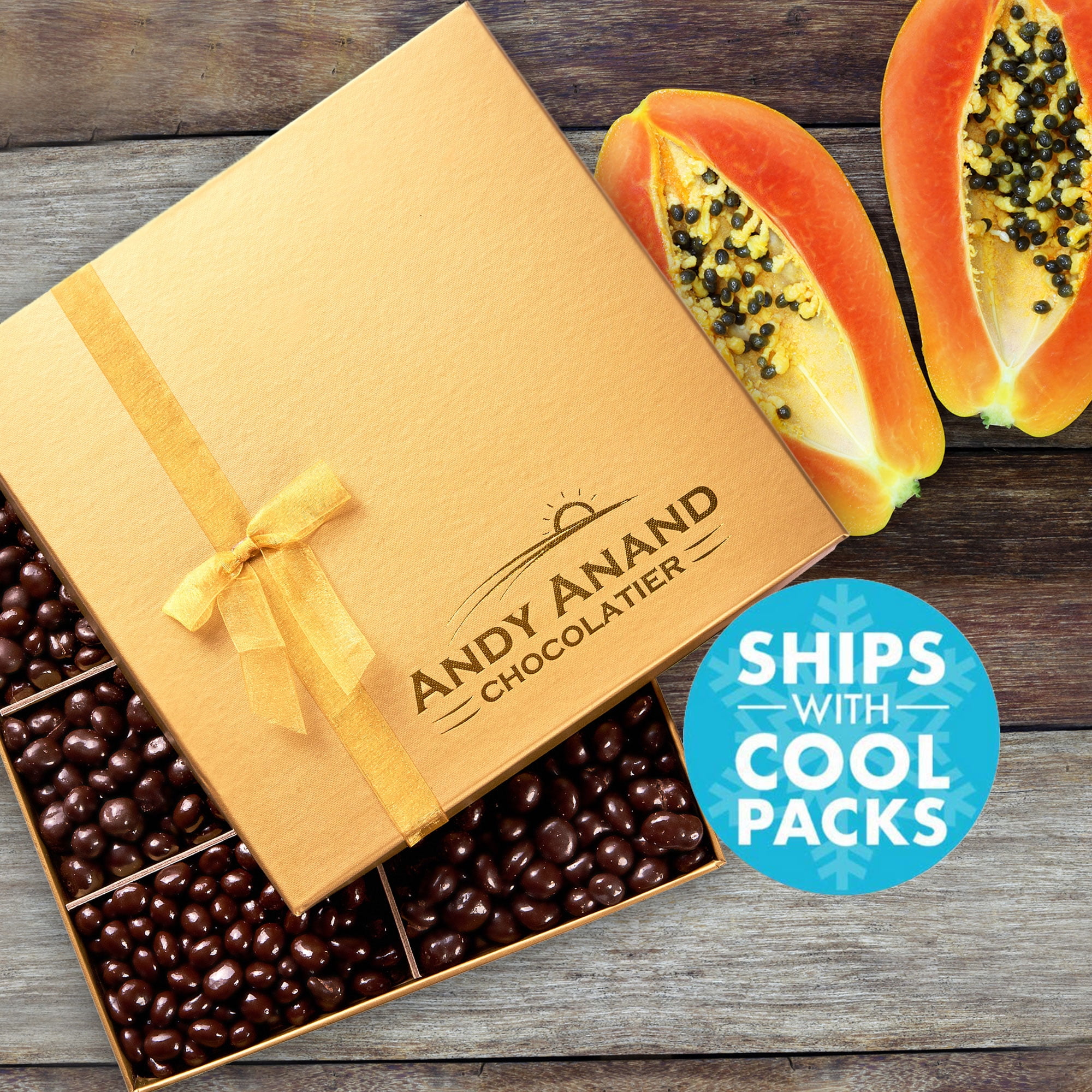 Andy Anand Premium Vegan Dark Chocolate Smothered Papaya in Gift Box