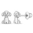 thumbnail image 1 of Boucles d'Oreilles pour Enfants / Enfants / Filles, à Vis, Chiot, Ami Chien - Argent Sterling, 1 of 7