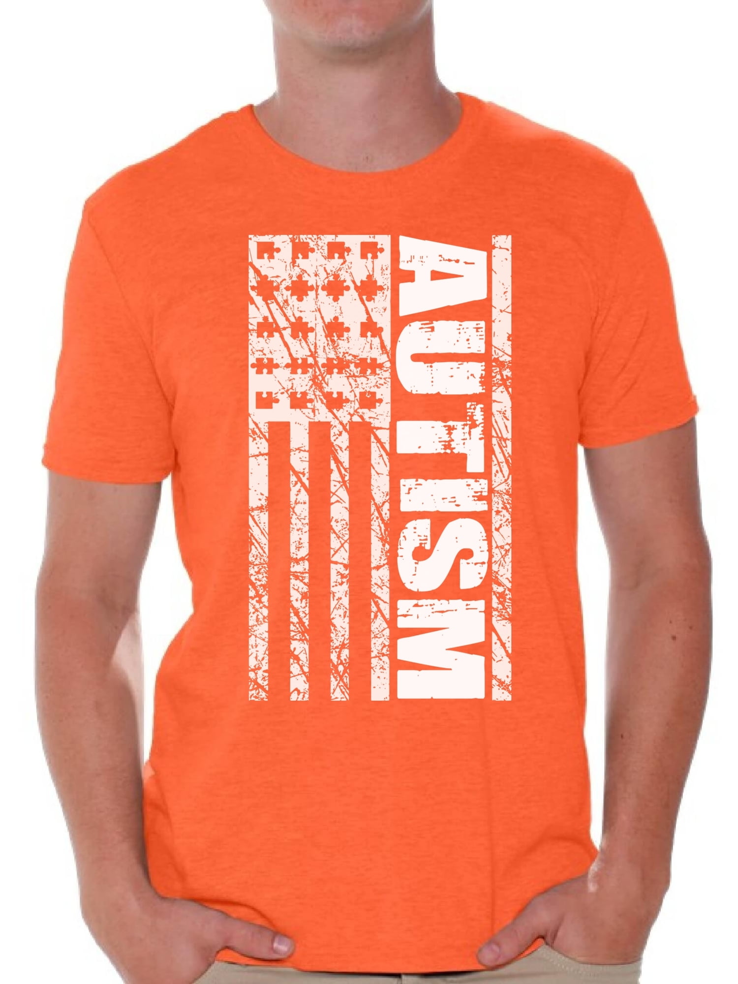 Autism Awareness American Flag Men's Shirts Tops T-shirts for Men 