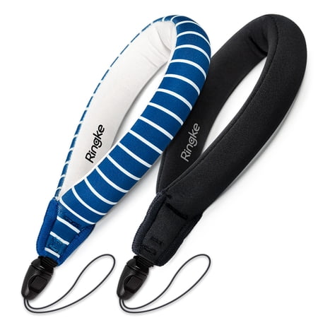 Ringke Floating Strap (2 Pack) Universal Waterproof Float For All Devices: GoPro Digital Camera Mobile Phones And More - Navy Stripes+Black