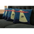 thumbnail image 5 of Ambesonne Cartoon Throw Pillow Cover 4 Pack, Alien Abduction Space, 24", Blue and Yellow, 5 of 5