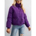 thumbnail image 5 of Liacowi Women Juniors Winter Warm Quilted Puffer Coat Lightweight Solid Color Zip Outerwear Stand Collar Padded Jacket with Pockets, 5 of 9