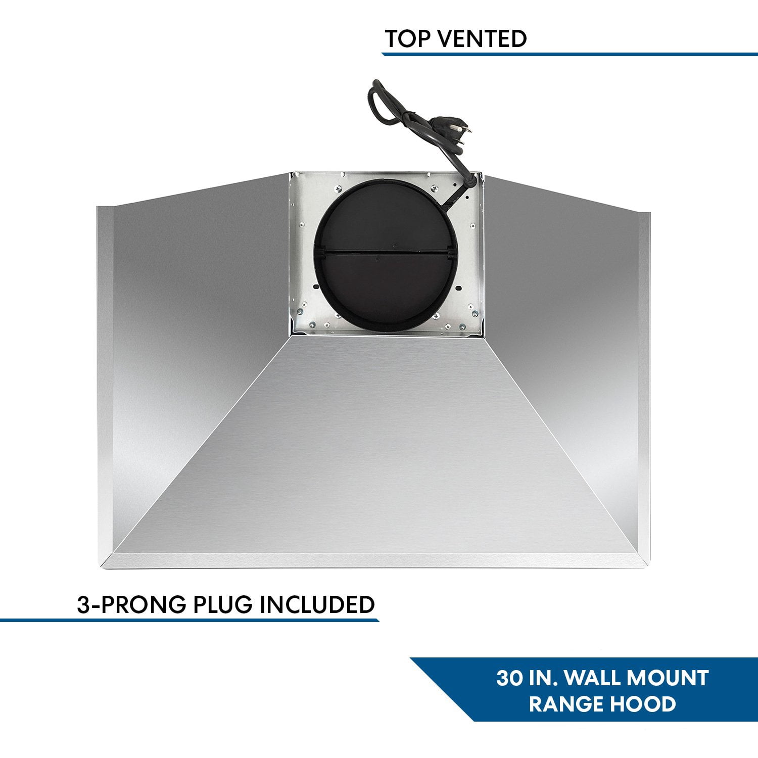 Range Hood 30 inch 450 CFM Wall Mount Stainless Steel Stove Cook Vent Hood Tiesay Range Hood, Range Hoods 30 inch Stainless Steel, 450 CFM Kitchen Hood with LED Light Baffle Filters, 3 Speed Exhaust