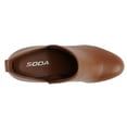 thumbnail image 5 of Soda Women Ankle Boots Slip-on Booties V Cut Sides Almond Toe Medium Stack Heel GAMEY-S Brown Tan PU 6, 5 of 5