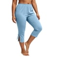 thumbnail image 3 of BUIGTTKLOP Plus Size Capri Pants for Women Elastic Waisted Stretcht Pull on Cropped Pants Side Split Soft Comfy Yoga Capris, 3 of 8