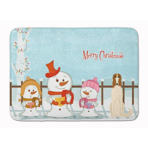 Merry Christmas Carolers Borzoi Machine Washable Memory Foam Mat