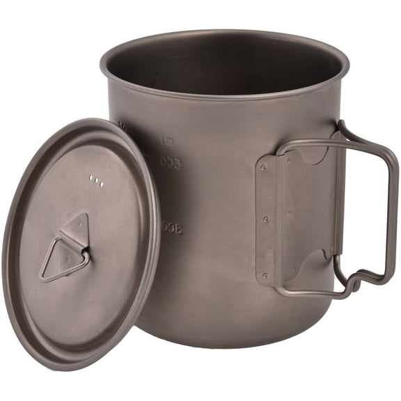 Olicamp Titanium Space Saver Mug with Lid, Nests Nalgene Bottle Inside, Lightweight and Compact, Perfect for Camping and Backpacking, 750mL