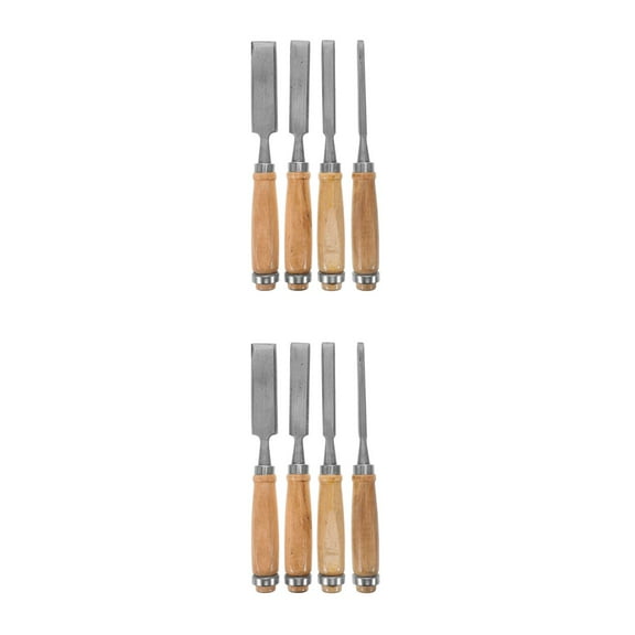 Masteelf Masteelf 2pcs Wood Carving Chisel Set 4pcs Handheld Flat Tip Gouge Chisel Tool for Woodcutting Craft Diy Carpentry Engraving Sharpening