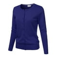 thumbnail image 3 of NINEXIS Womens Basic Crew Neck Long Sleeve Button Down Cardigan, 3 of 3