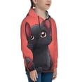 thumbnail image 3 of Balery Cute Black Kitten Cartoon Pattern Boys Hoodie, Youth Pullover Hooded Sweatshirt, Kangaroo Pocket Hoodie for Kids Girls -Medium, 3 of 6