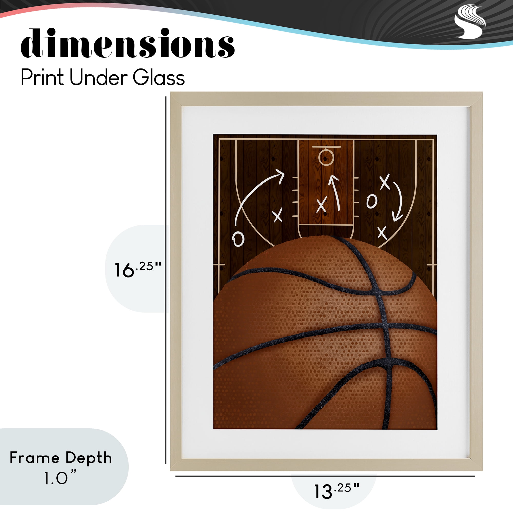 Stupell Industries Basketball Court Tactics Birch Framed Print Under Glass, design by Jennifer Stith