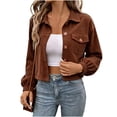 thumbnail image 2 of IUYRTFE Women's Cropped Button Down Jacket Long Sleeve Collared Casual Knit Outerwear, 2 of 5
