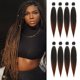thumbnail image 1 of Rosdina Cabello trenzado preestirado  20 pulgadas, 8 paquetes de cabello trenzado largo marrón degradado para trenzas torcidas o en caja, textura Yaki, ajuste de agua caliente, extensiones de cabello, 1 of 1