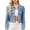 Blue, variant on PVCS Women's Casual Jackets Cropped Denim Jacket Button Down Frayed Washed Casual Jacket Coats XL