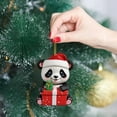 thumbnail image 4 of Panda with Santa Hat Christmas Ornaments 2D Acrylic Cute Cartoon Xmas Tree Hanging Decorations for Holiday Party New Year Supplies Home Decor and Panda Lover Gifts, 1PC, 4 of 5