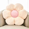 thumbnail image 1 of wonima44 Beige Flower Pillow, Cute Decorative Flower Shaped Throw Pillow with Faux Rabbit Fur, 19.6" Soft Flower Plush Throw Pillow Floor Pillows Room Décor for Bedroom Living Room, 1 of 1