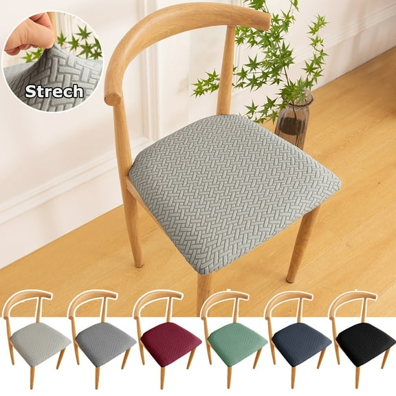 Rosnek 2 Pack Stretch Chair Seat Covers for Dining Room, Washable Chair Slipcover for Kitchen Seat Cushions